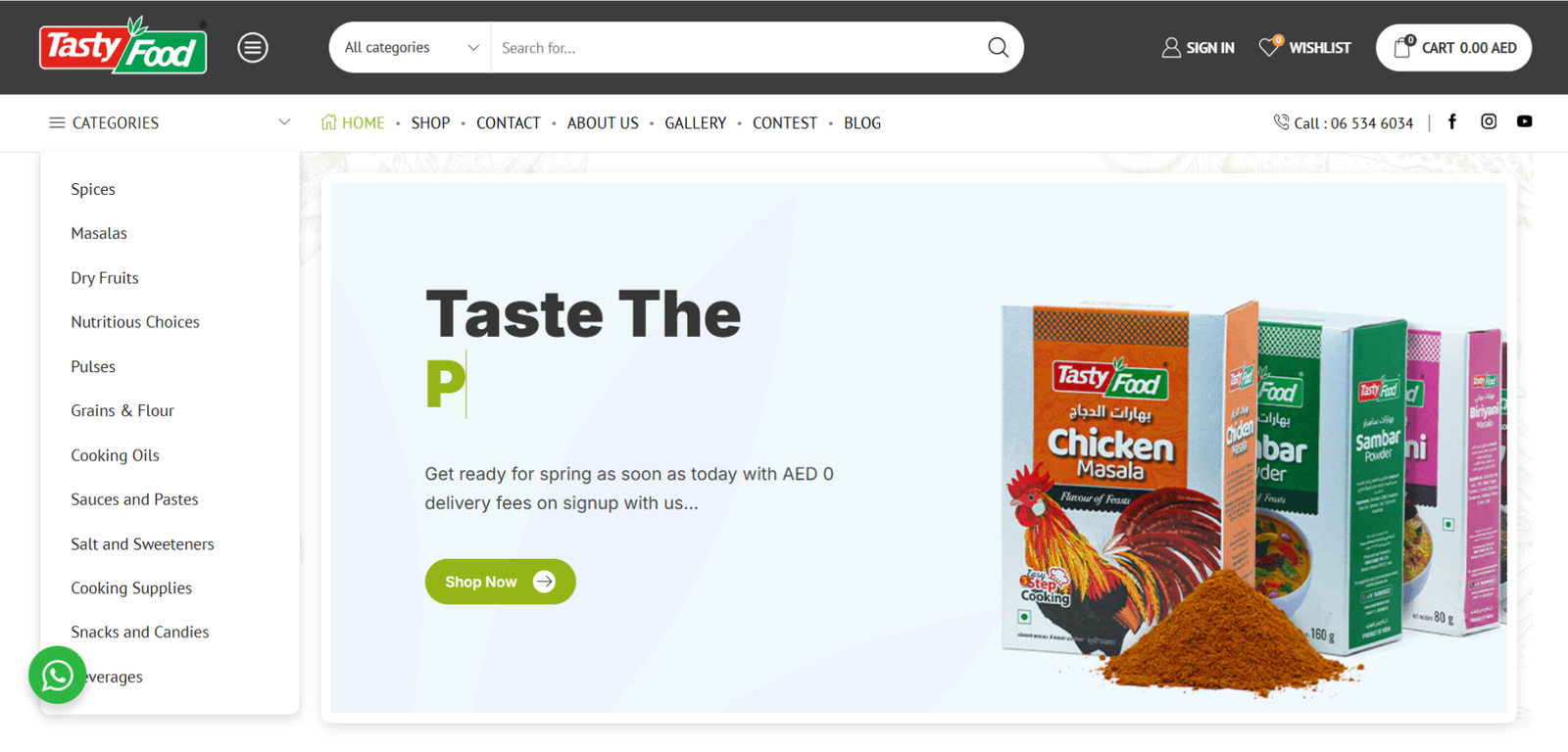 TastyFood e-commerce website