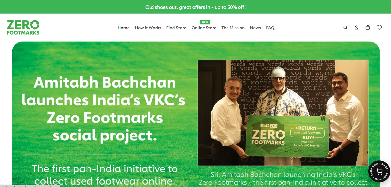 Zero Footmarks VKC e-commerce website